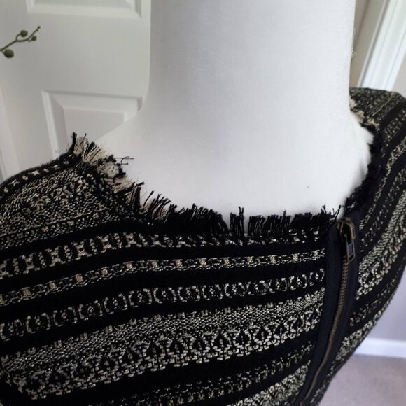 NWOT Darling black, gold & silver metallic fiber woven box shift holiday dress - Picture 7 of 10